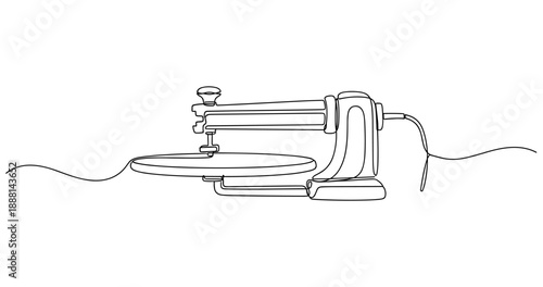 Continuous line drawing of a scroll saw power tool illustration. Non editable stroke