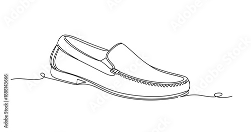 Minimalistic line art illustration of a classic loafer shoe. Non editable stroke