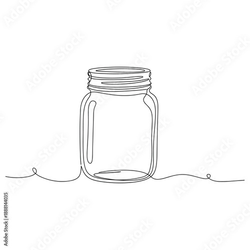 Minimalist line art of a mason jar. Non editable stroke