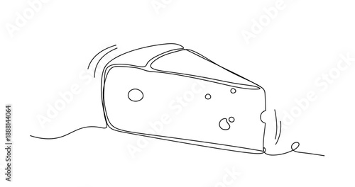 Minimalist line art of cheese slice with emphasis on simplicity and elegance. Non editable stroke