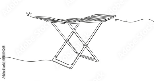 Minimalist line art illustration of a folding chair with unique design features. Non editable stroke