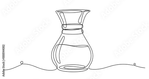 Elegant one-line drawing of a glass vase with water. Non editable stroke