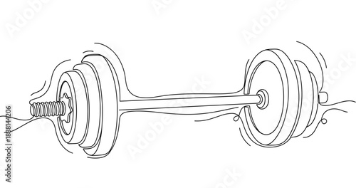 Line art dumbbell illustration with motion lines for fitness and exercise concepts. Non editable stroke