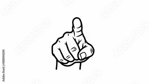 Hand pointing index finger forward isolated on white background.