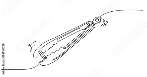 Continuous line drawing of kitchen tongs. Non editable stroke
