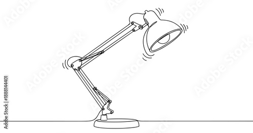 Minimalist black and white animation of adjustable desk lamp. Non editable stroke