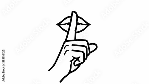 Finger on lips gesture for silence and secrecy.