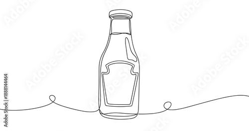 Minimalist line drawing of a sauce bottle on white background. Non editable stroke