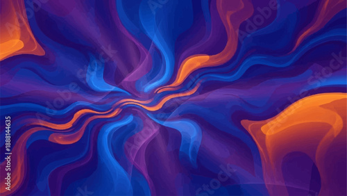 Abstract Swirling Nebula of Blue and Orange Colors.