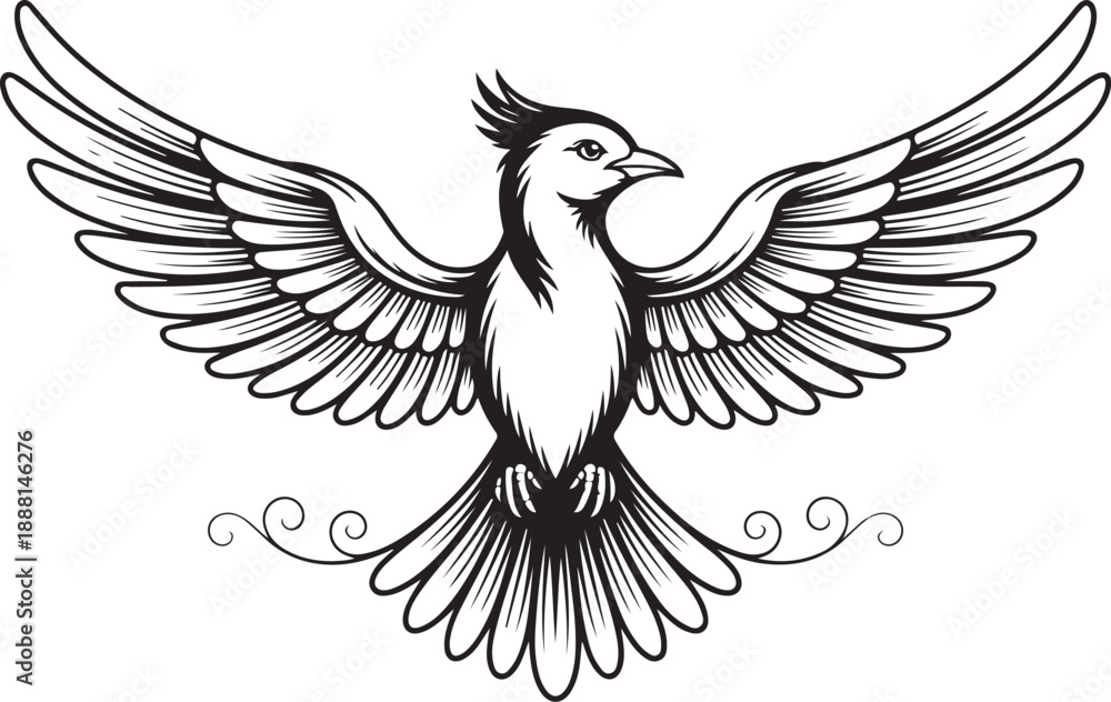 Obraz premium Tribal Phoenix Wing Tattoo Design