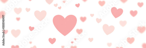 Pink hearts illustration on a white background - love heart for valentines day background - design banner 
