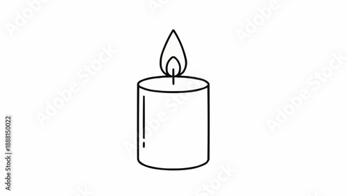 Simple line drawing of a lit candle with a flame.