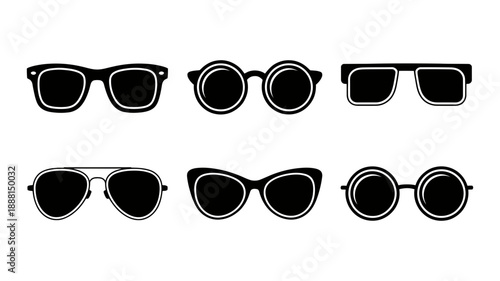 Diverse collection of stylish sunglasses silhouettes for summer fashion and eye protection
