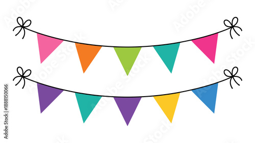 Vibrant and cheerful pennant banners for festive celebrations and party decorations