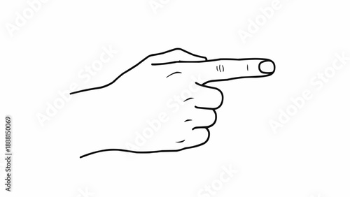 Hand pointing index finger to the right side.
