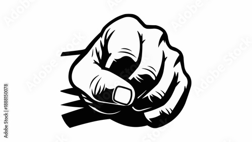 Fist pointing forward with sharp lines indicating motion.