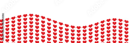 A romantic background design featuring a charming wave pattern of small red hearts