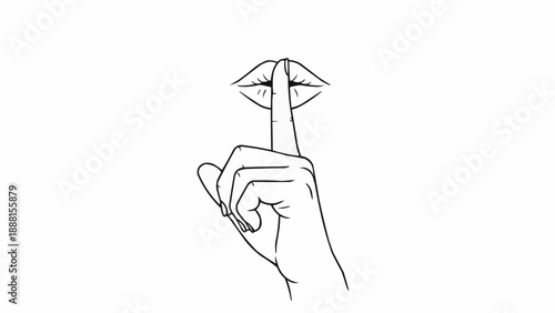 Finger on lips gesture for silence and secrecy.
