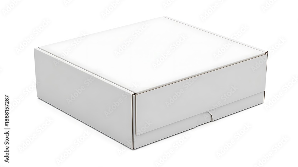 Fototapeta premium White shoe box with lid and small handle white box packaging