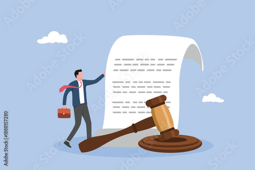 Mature lawyer holding legal document with a gavel hammer symbol of court or judgement, legal document, attorney or court professional office, law and judgment approval paper concept.