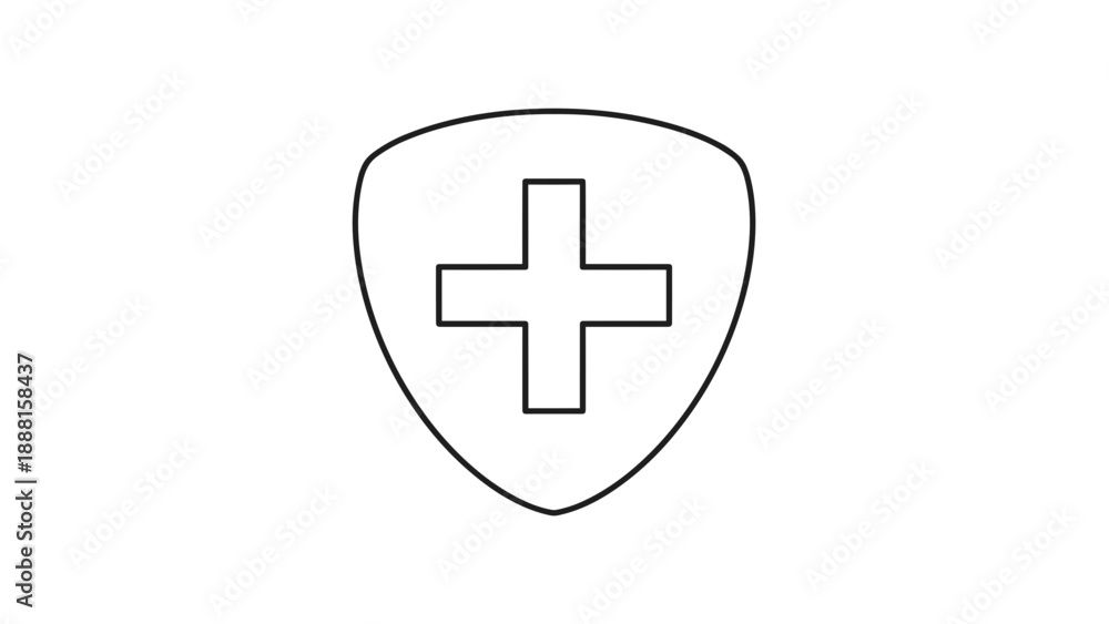 Fototapeta premium Medical Cross Symbol on Shield Icon.
