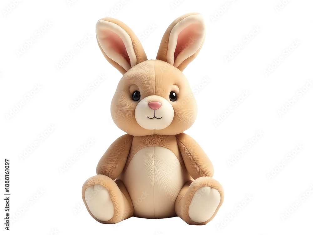 Obraz premium A plush toy rabbit sits on a clean white surface, ready for use