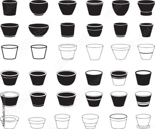 Vector illustration collection of coffee and tea cups featuring a set of mug icons for cafe espresso and hot beverage designs
