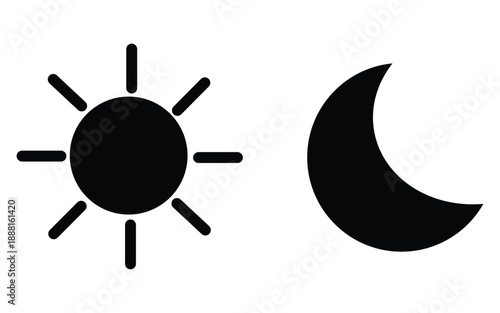 Sun and moon celestial bodies isolated on white background depicting day and night cycle