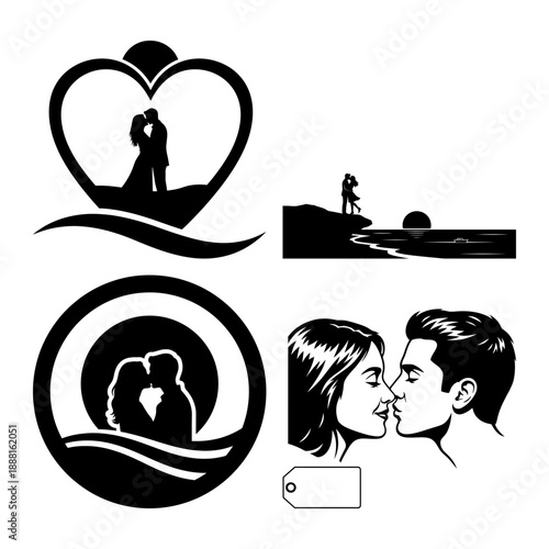 Couple kissing under stars and moon silhouette for International Kissing Day
