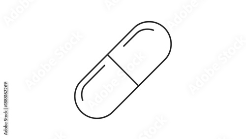 Simple Line Drawing of a Capsule.