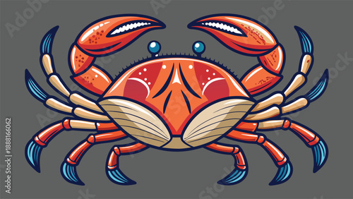 Hand-drawn crab icon in clean line style, perfect for seafood, beach, or coastal themes