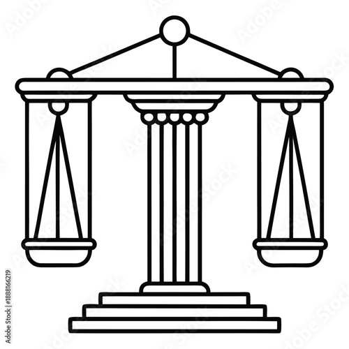 line drawing of a judicial scale icon with column