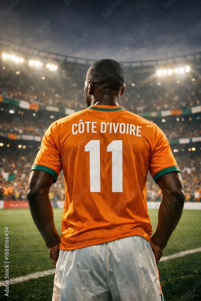 Fototapeta premium Cote d Ivoire Football Player Number 11 Standing Proud