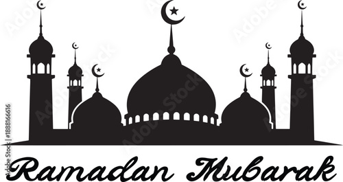 Ramadan mubarak mosque silhouette