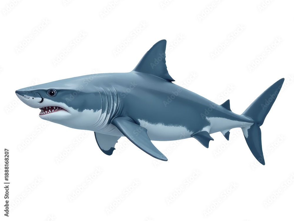 Obraz premium A close up shot of a great white shark's open mouth and sharp teeth, suitable for use in images about marine life or ocean predators