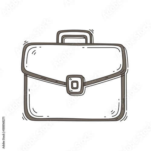 Hand-drawn Doodle Style Briefcase Icon for Business Documents and Professional Travel