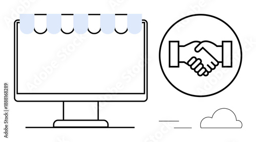 Online business. Digital collaboration and partnerships drive e-commerce success. Online platforms foster engagement, teamwork, and professional connections. For e-commerce, digital marketing, online