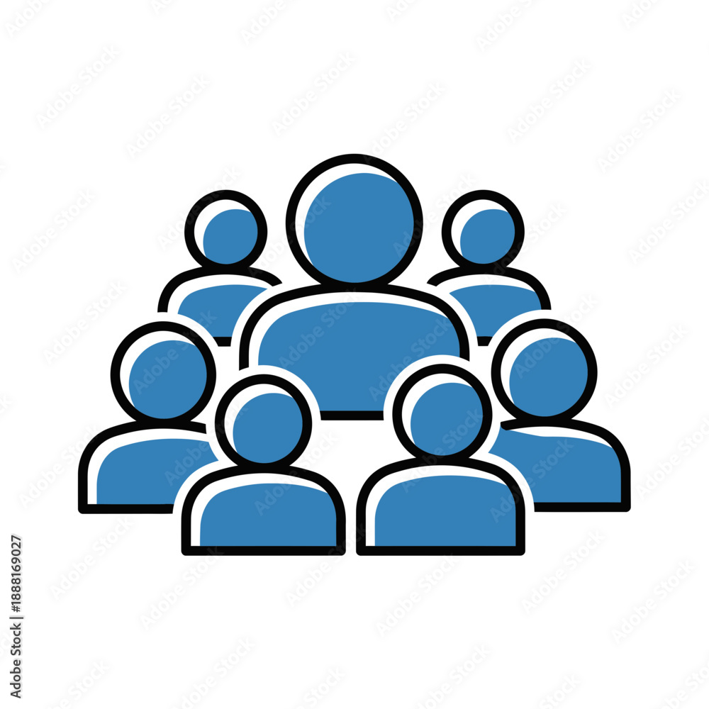 Obraz premium Blue Group of People Icons representing Teamwork, Community, Users, or Crowd concept