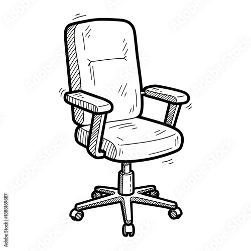 Doodle Sketch Illustration of a Swivel Executive Office Chair on Wheels