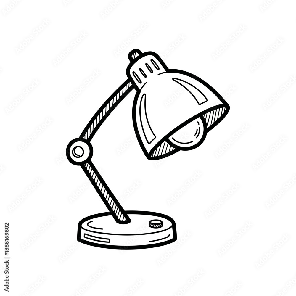 Fototapeta premium Adjustable Desk Lamp Hand Drawn Doodle Vector Sketch Icon Illustration