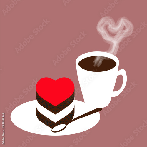 Heart Shaped Dessert and Coffee Cup for Loved One