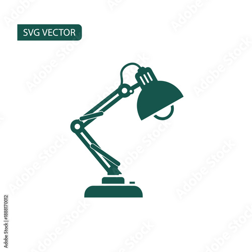 Adjustable Desk Lamp Icon SVG Vector Silhouette for Study, Office, and Task Lighting