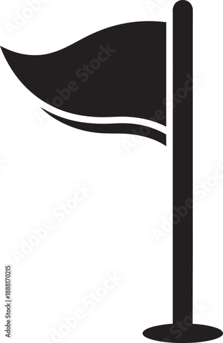 Professional black corner flag vector icon. High-quality minimalist silhouette featuring a waving triangular flag on a pole, for soccer field branding, sports equipment logos, and match graphics.