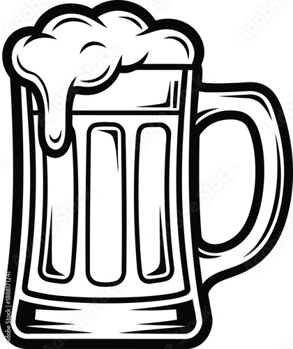 Beer Mug Line Art Vector Icon Foamy Drink Illustration