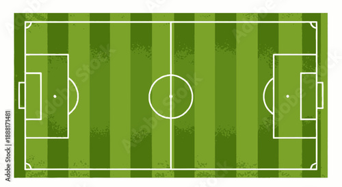 Empty Football Soccer Field Top View with Green Grass Texture