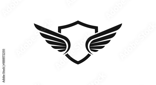 Black shield with wings logo emblem icon.