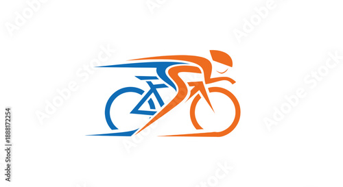 Stylized Cyclist Riding a Bicycle in Motion.