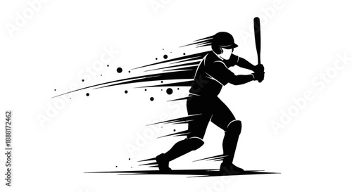 Baseball Player in Action Ready to Hit the Ball.