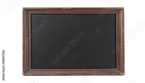 Vintage wooden frame with empty blackboard surface suitable for text mockup messages or announcements isolated on transparent background, png