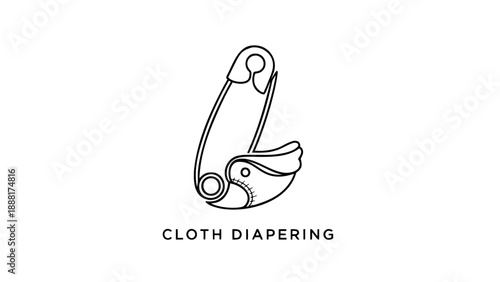 Cloth Diapering Eco Parenting Reusable Fabric Line Art Sustainability Concept